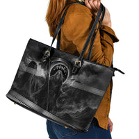 Cronus Father Of Gods Greek Leather Tote Bag Titan Leader Cronus Scythe Greek Key Art