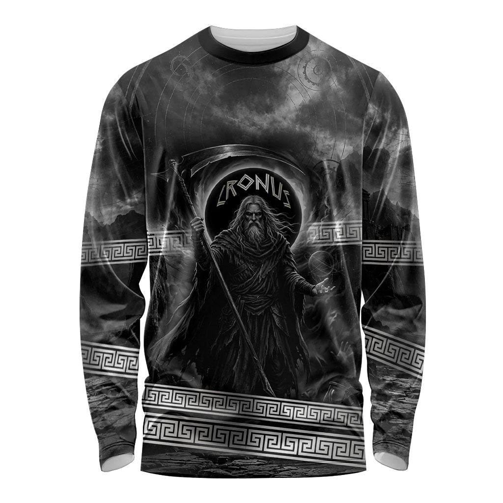 Cronus Father Of Gods Greek Long Sleeve Shirt Titan Leader Cronus Scythe Greek Key Art