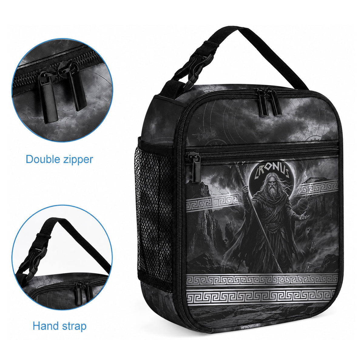 Cronus Father Of Gods Greek Lunch Bag Titan Leader Cronus Scythe Greek Key Art