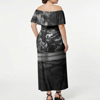 Cronus Father Of Gods Greek Off Shoulder Maxi Dress Titan Leader Cronus Scythe Greek Key Art