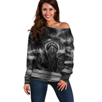 Cronus Father Of Gods Greek Off Shoulder Sweater Titan Leader Cronus Scythe Greek Key Art