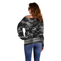 Cronus Father Of Gods Greek Off Shoulder Sweater Titan Leader Cronus Scythe Greek Key Art