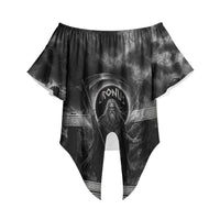 Cronus Father Of Gods Greek Off Shoulder Wrap Waist Top Titan Leader Cronus Scythe Greek Key Art