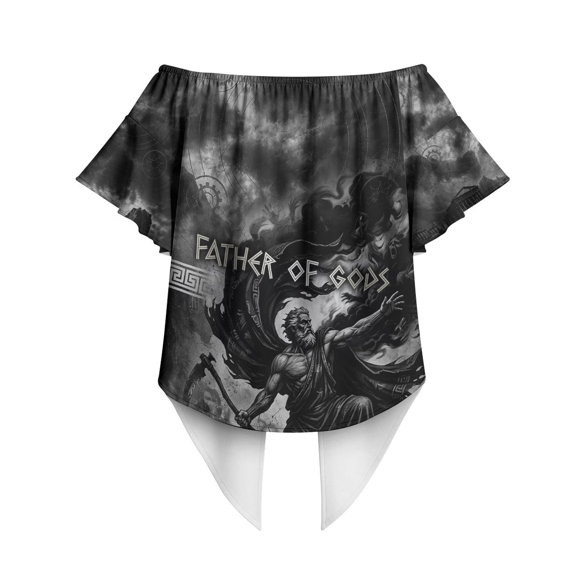 Cronus Father Of Gods Greek Off Shoulder Wrap Waist Top Titan Leader Cronus Scythe Greek Key Art