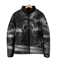 Cronus Father Of Gods Greek Padded Jacket Titan Leader Cronus Scythe Greek Key Art