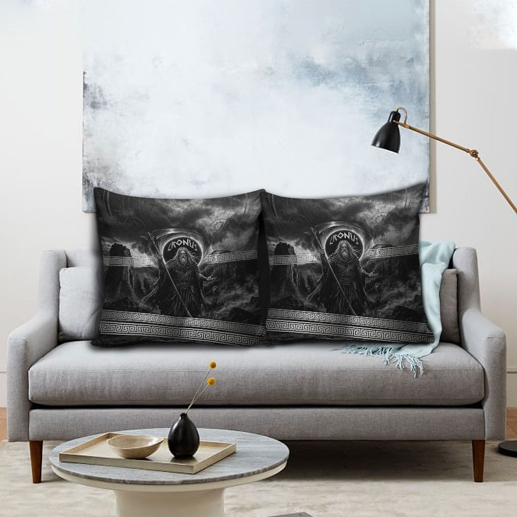 Cronus Father Of Gods Greek Pillow Cover Titan Leader Cronus Scythe Greek Key Art