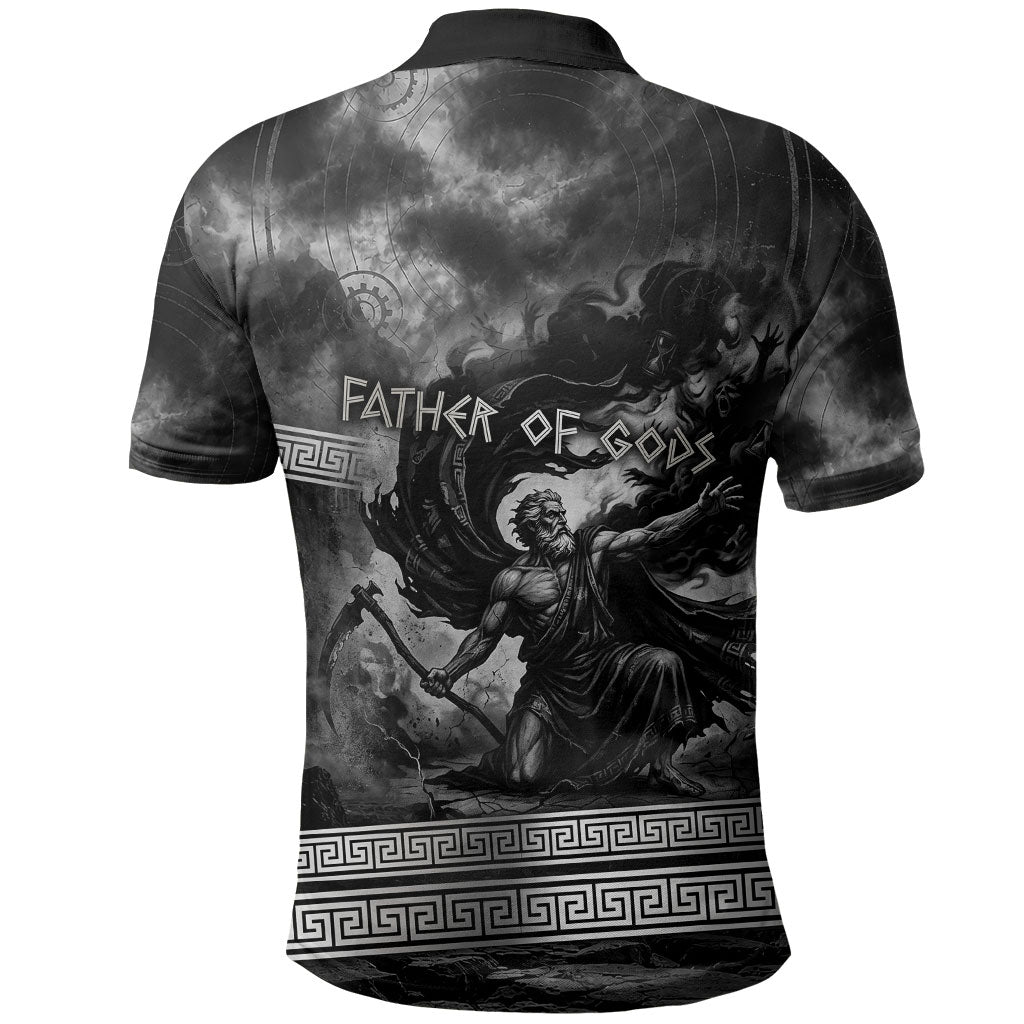 Cronus Father Of Gods Greek Polo Shirt Titan Leader Cronus Scythe Greek Key Art