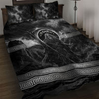 Cronus Father Of Gods Greek Quilt Bed Set Titan Leader Cronus Scythe Greek Key Art