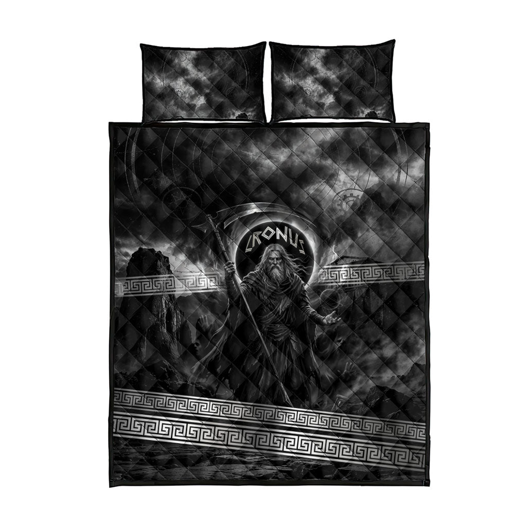 Cronus Father Of Gods Greek Quilt Bed Set Titan Leader Cronus Scythe Greek Key Art