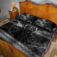 Cronus Father Of Gods Greek Quilt Bed Set Titan Leader Cronus Scythe Greek Key Art