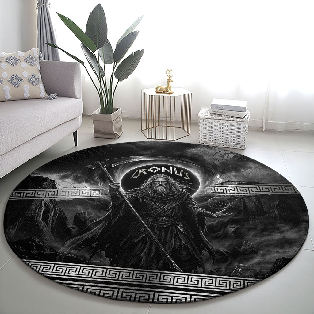 Cronus Father Of Gods Greek Round Carpet Titan Leader Cronus Scythe Greek Key Art