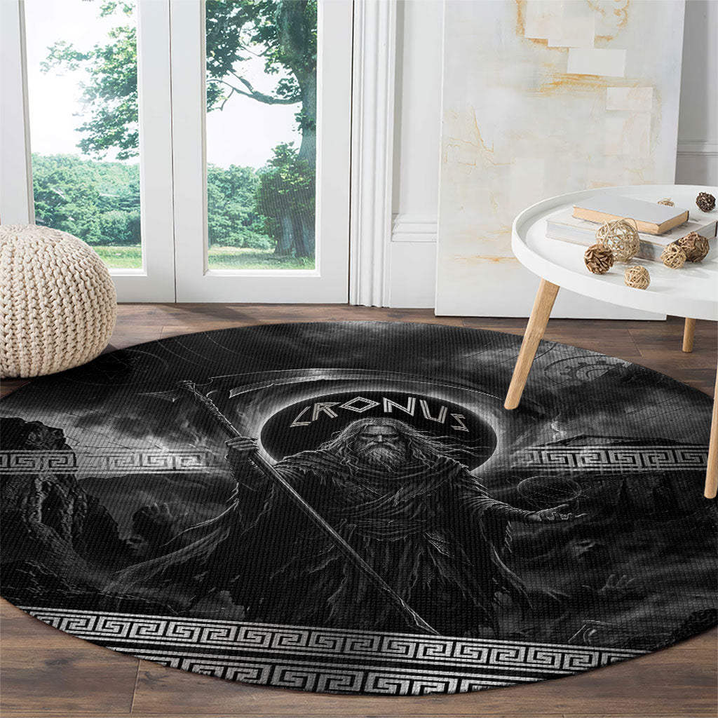 Cronus Father Of Gods Greek Round Carpet Titan Leader Cronus Scythe Greek Key Art