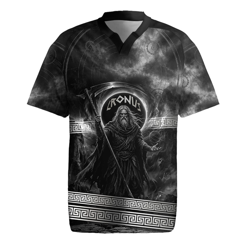 Cronus Father Of Gods Greek Rugby Jersey Titan Leader Cronus Scythe Greek Key Art