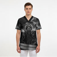 Cronus Father Of Gods Greek Scrub Top Titan Leader Cronus Scythe Greek Key Art