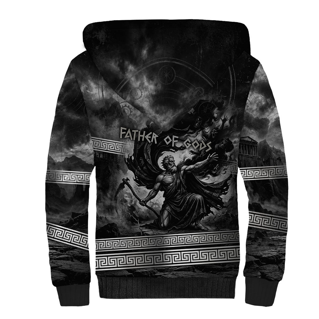 Cronus Father Of Gods Greek Sherpa Hoodie Titan Leader Cronus Scythe Greek Key Art