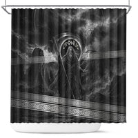 Cronus Father Of Gods Greek Shower Curtain Titan Leader Cronus Scythe Greek Key Art