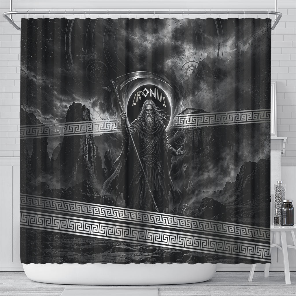 Cronus Father Of Gods Greek Shower Curtain Titan Leader Cronus Scythe Greek Key Art