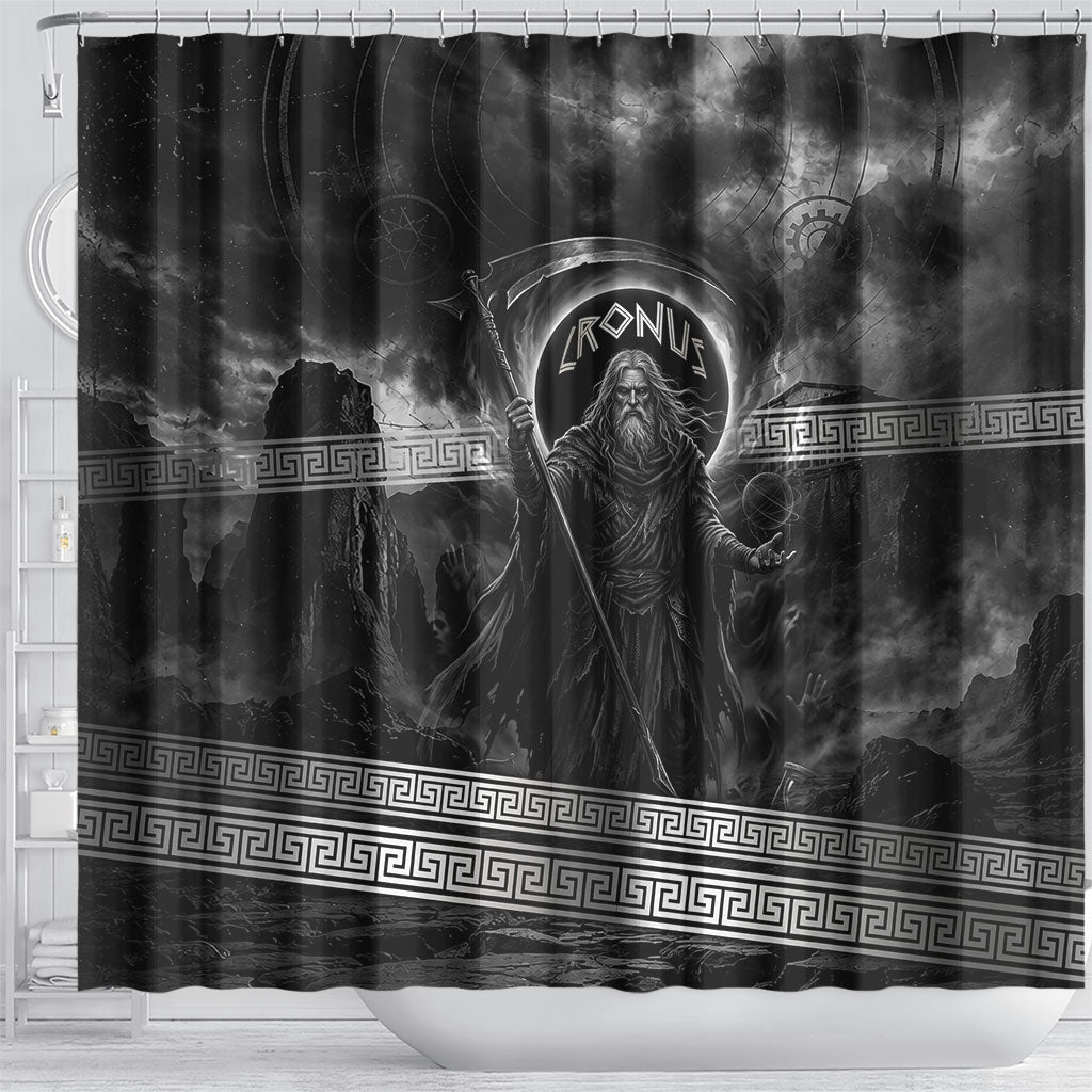 Cronus Father Of Gods Greek Shower Curtain Titan Leader Cronus Scythe Greek Key Art