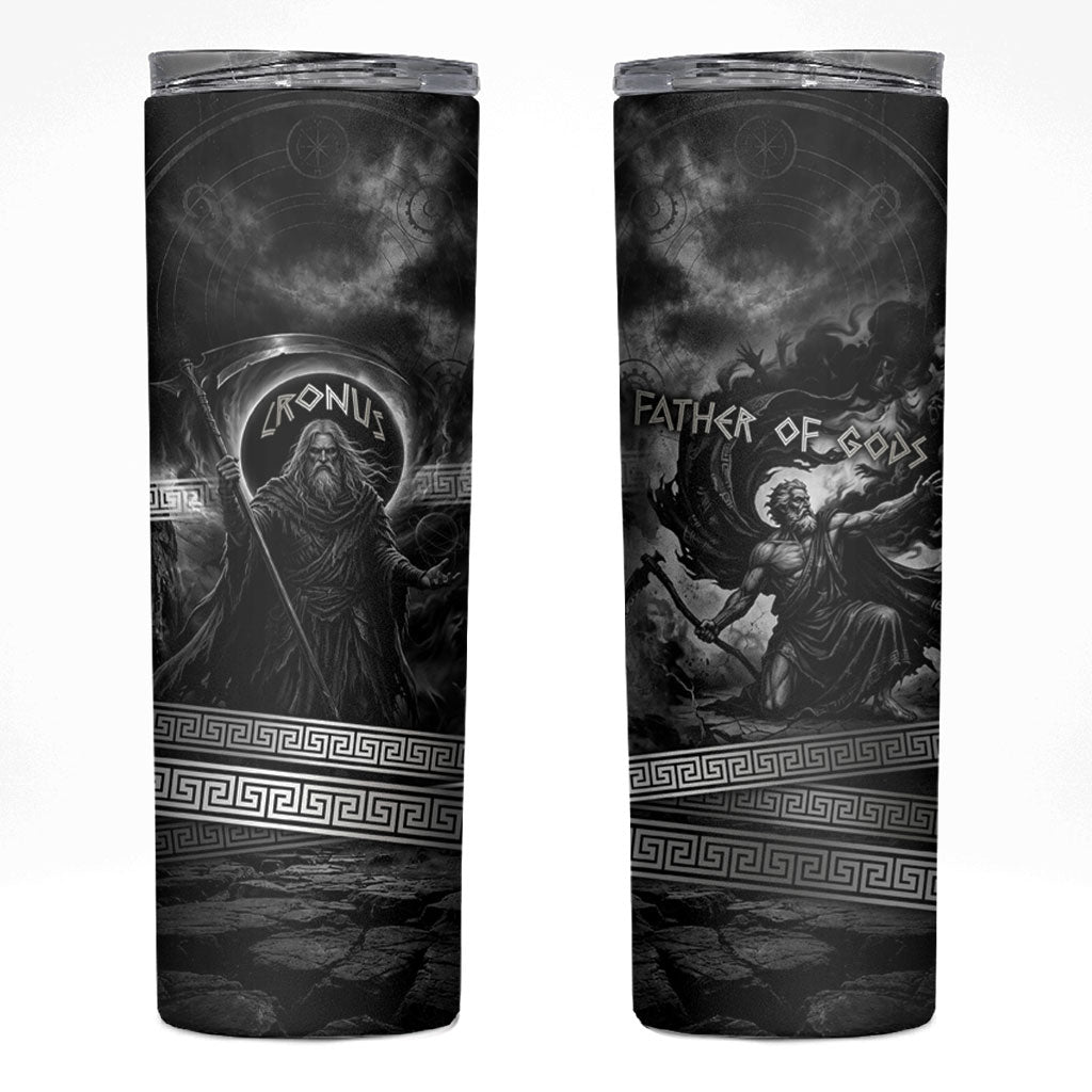 Cronus Father Of Gods Greek Skinny Tumbler Titan Leader Cronus Scythe Greek Key Art