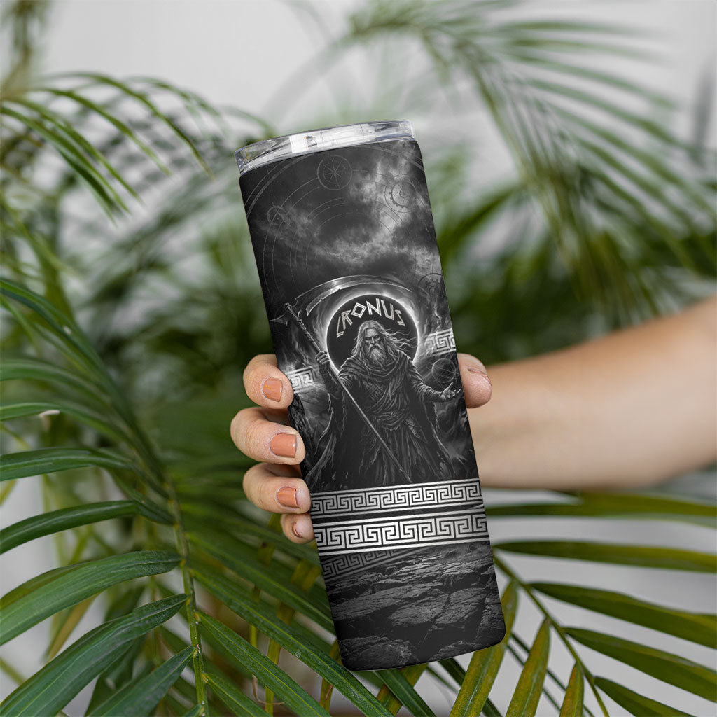 Cronus Father Of Gods Greek Skinny Tumbler Titan Leader Cronus Scythe Greek Key Art