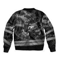 Cronus Father Of Gods Greek Sleeve Zip Bomber Jacket Titan Leader Cronus Scythe Greek Key Art