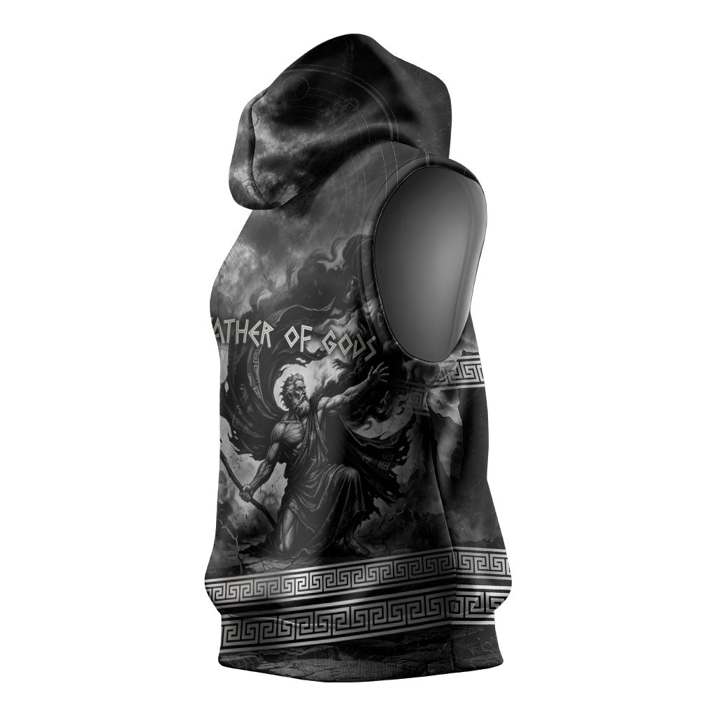 Cronus Father Of Gods Greek Sleeveless Hoodie Titan Leader Cronus Scythe Greek Key Art