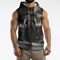 Cronus Father Of Gods Greek Sleeveless Zip Hoodie Titan Leader Cronus Scythe Greek Key Art