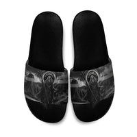 Cronus Father Of Gods Greek Slide Sandals Titan Leader Cronus Scythe Greek Key Art