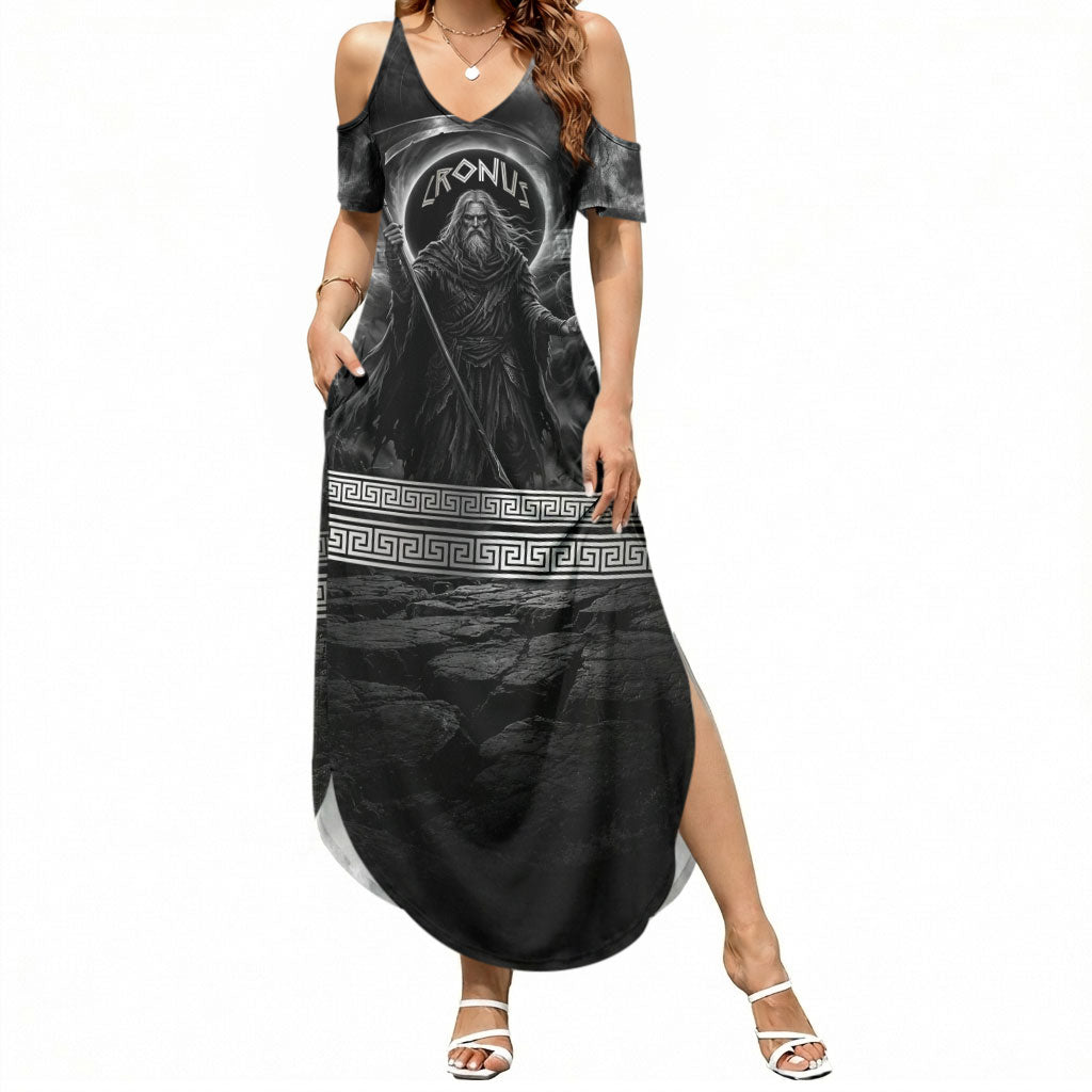 Cronus Father Of Gods Greek Summer Maxi Dress Titan Leader Cronus Scythe Greek Key Art