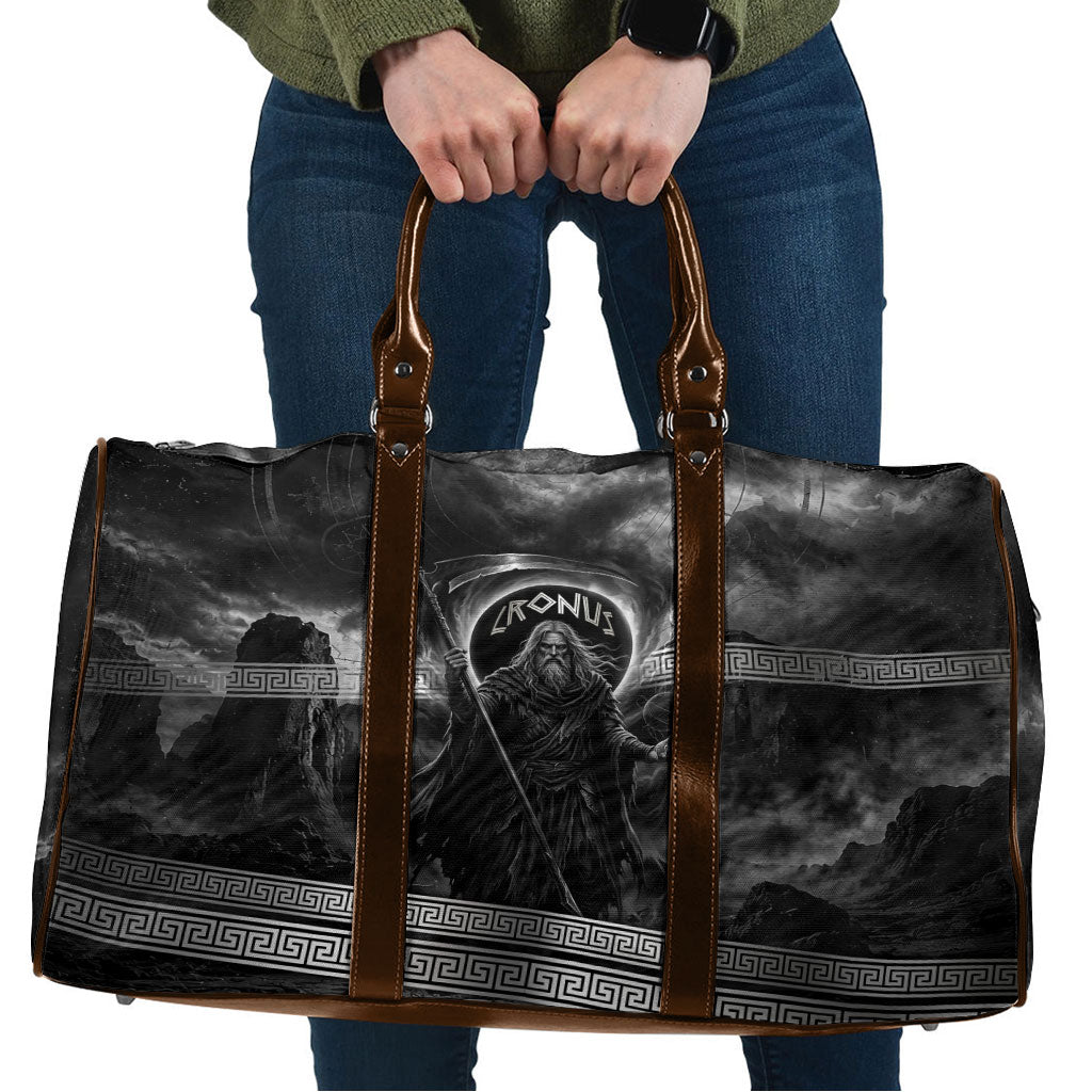 Cronus Father Of Gods Greek Travel Bag Titan Leader Cronus Scythe Greek Key Art