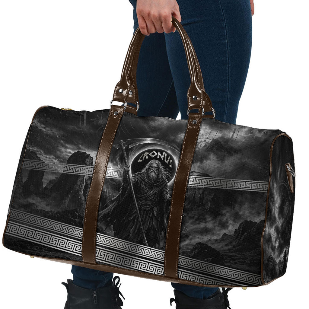 Cronus Father Of Gods Greek Travel Bag Titan Leader Cronus Scythe Greek Key Art