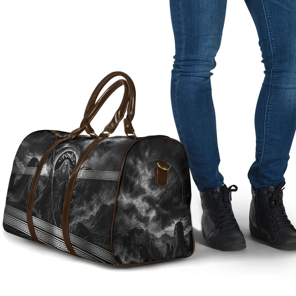Cronus Father Of Gods Greek Travel Bag Titan Leader Cronus Scythe Greek Key Art