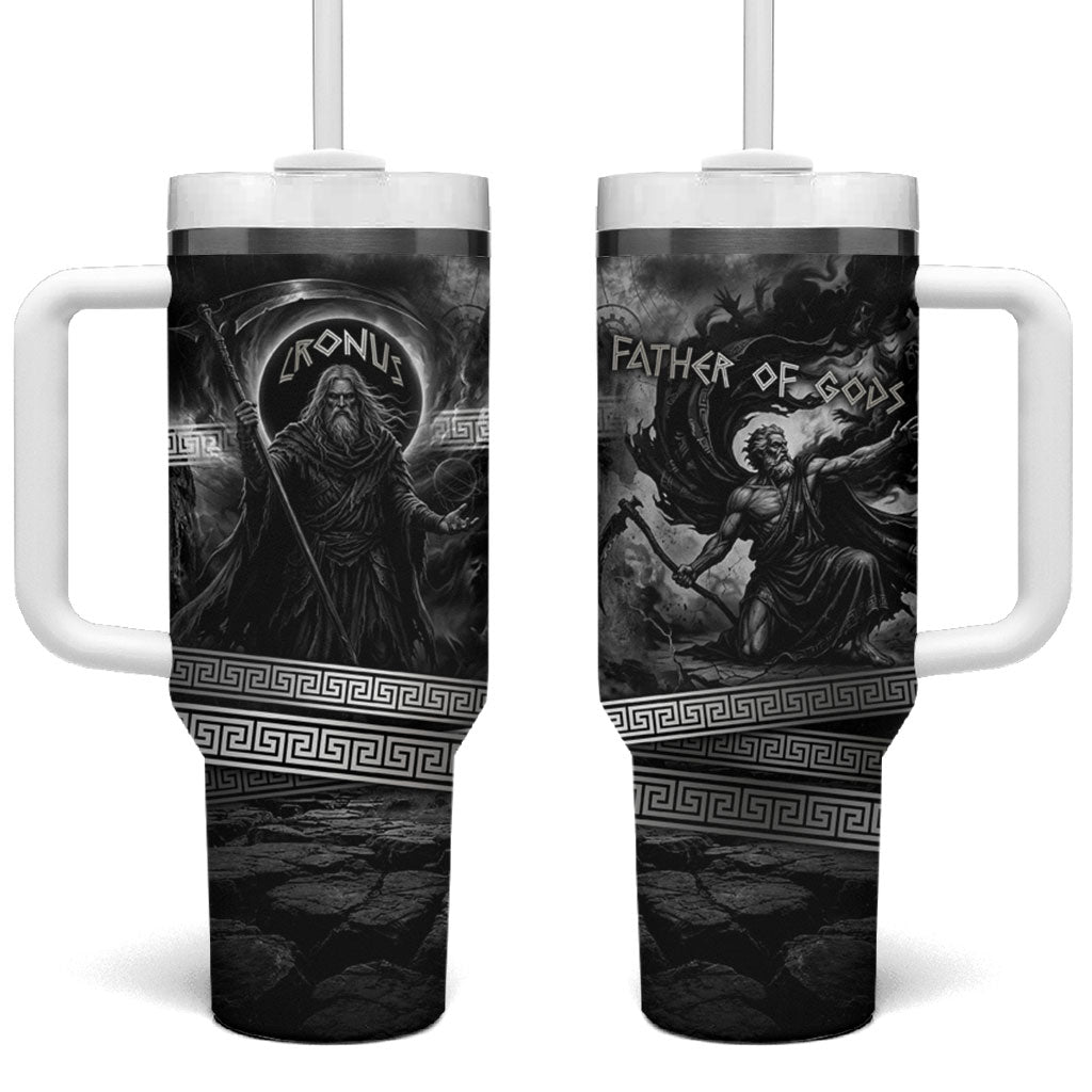 Cronus Father Of Gods Greek Tumbler With Handle Titan Leader Cronus Scythe Greek Key Art
