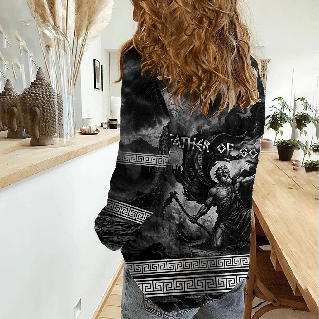 Cronus Father Of Gods Greek Women Casual Shirt Titan Leader Cronus Scythe Greek Key Art