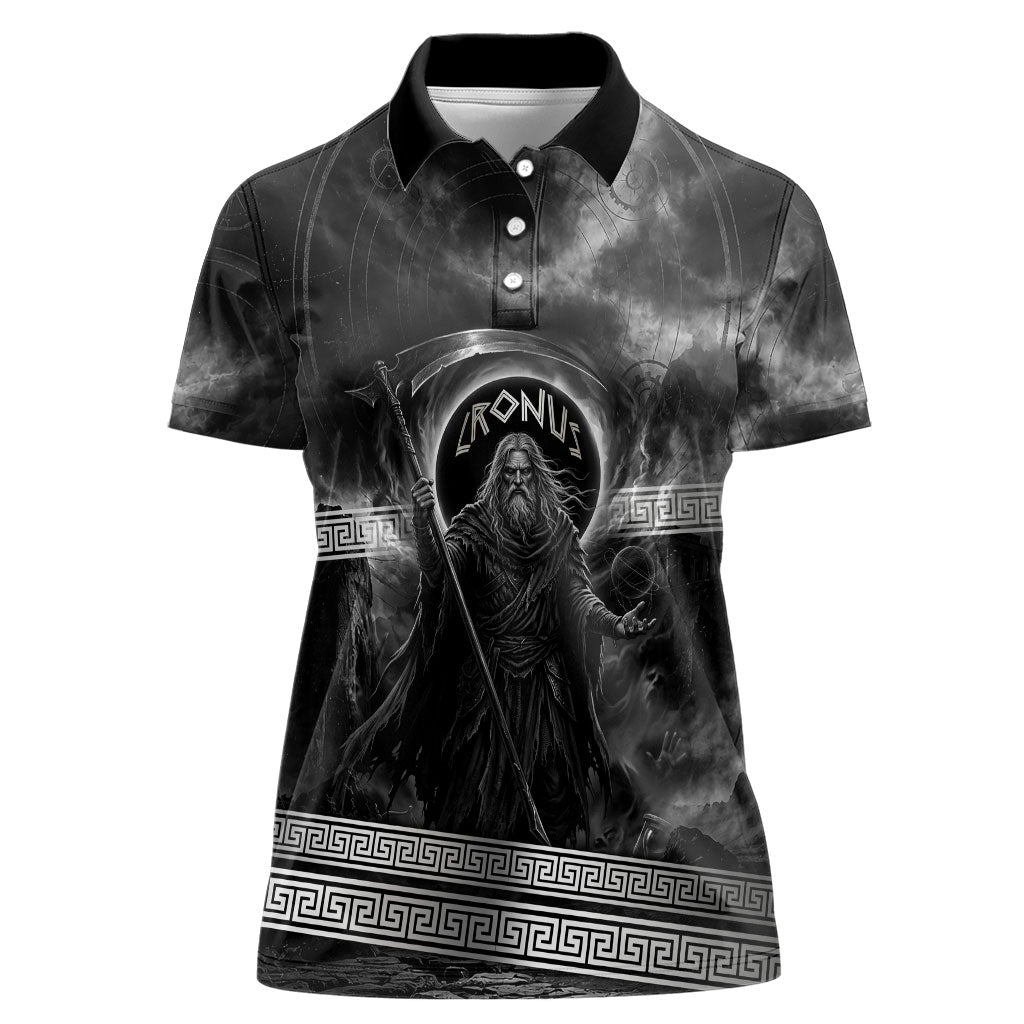 Cronus Father Of Gods Greek Women Polo Shirt Titan Leader Cronus Scythe Greek Key Art