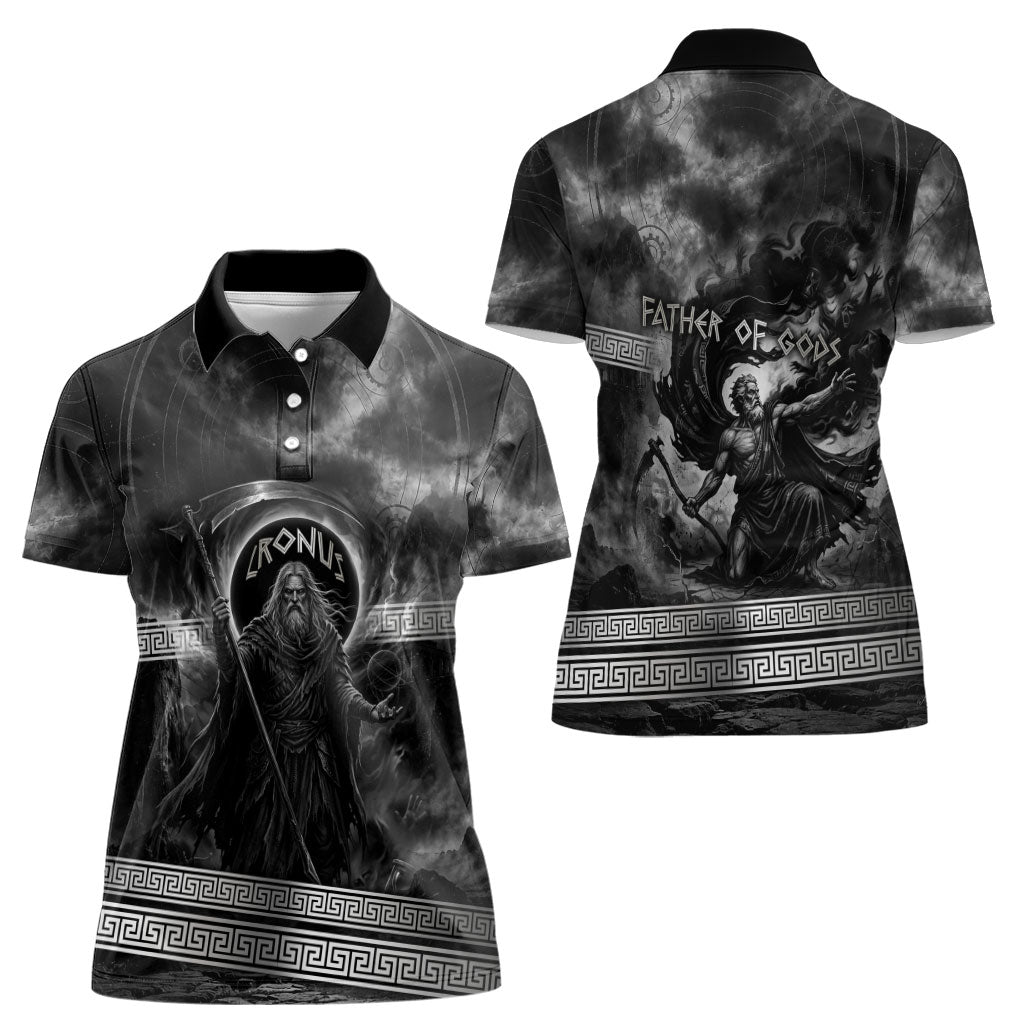 Cronus Father Of Gods Greek Women Polo Shirt Titan Leader Cronus Scythe Greek Key Art