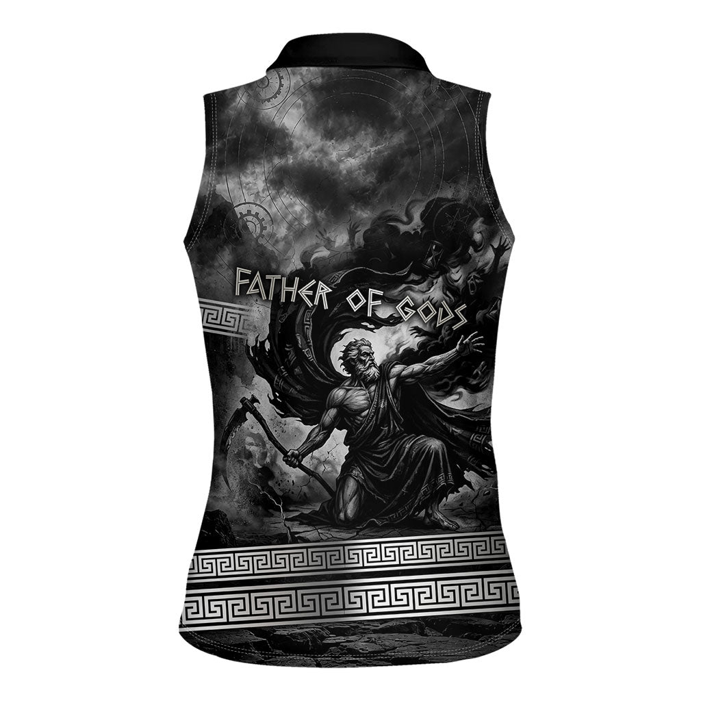 Cronus Father Of Gods Greek Women Sleeveless Polo Shirt Titan Leader Cronus Scythe Greek Key Art
