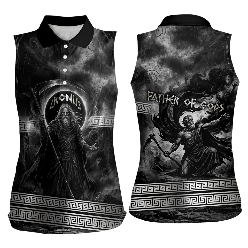 Cronus Father Of Gods Greek Women Sleeveless Polo Shirt Titan Leader Cronus Scythe Greek Key Art