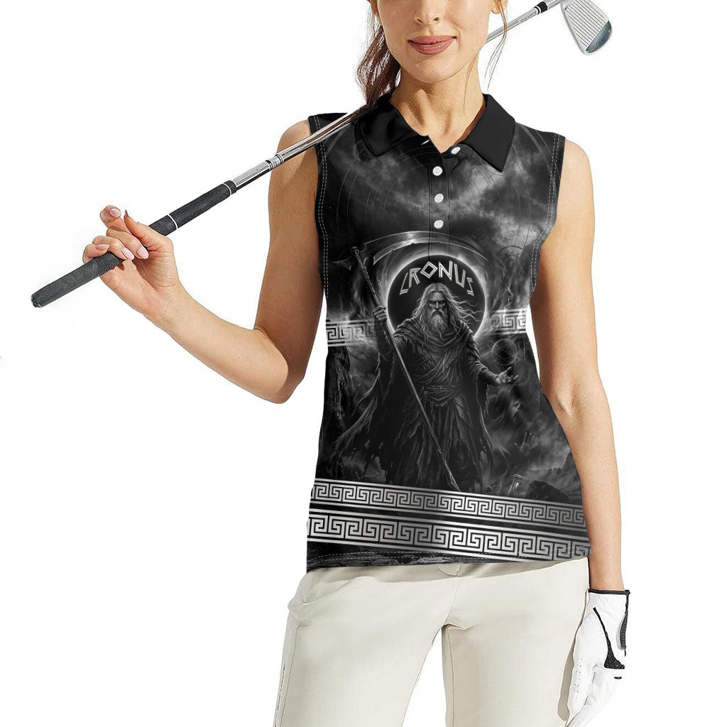 Cronus Father Of Gods Greek Women Sleeveless Polo Shirt Titan Leader Cronus Scythe Greek Key Art