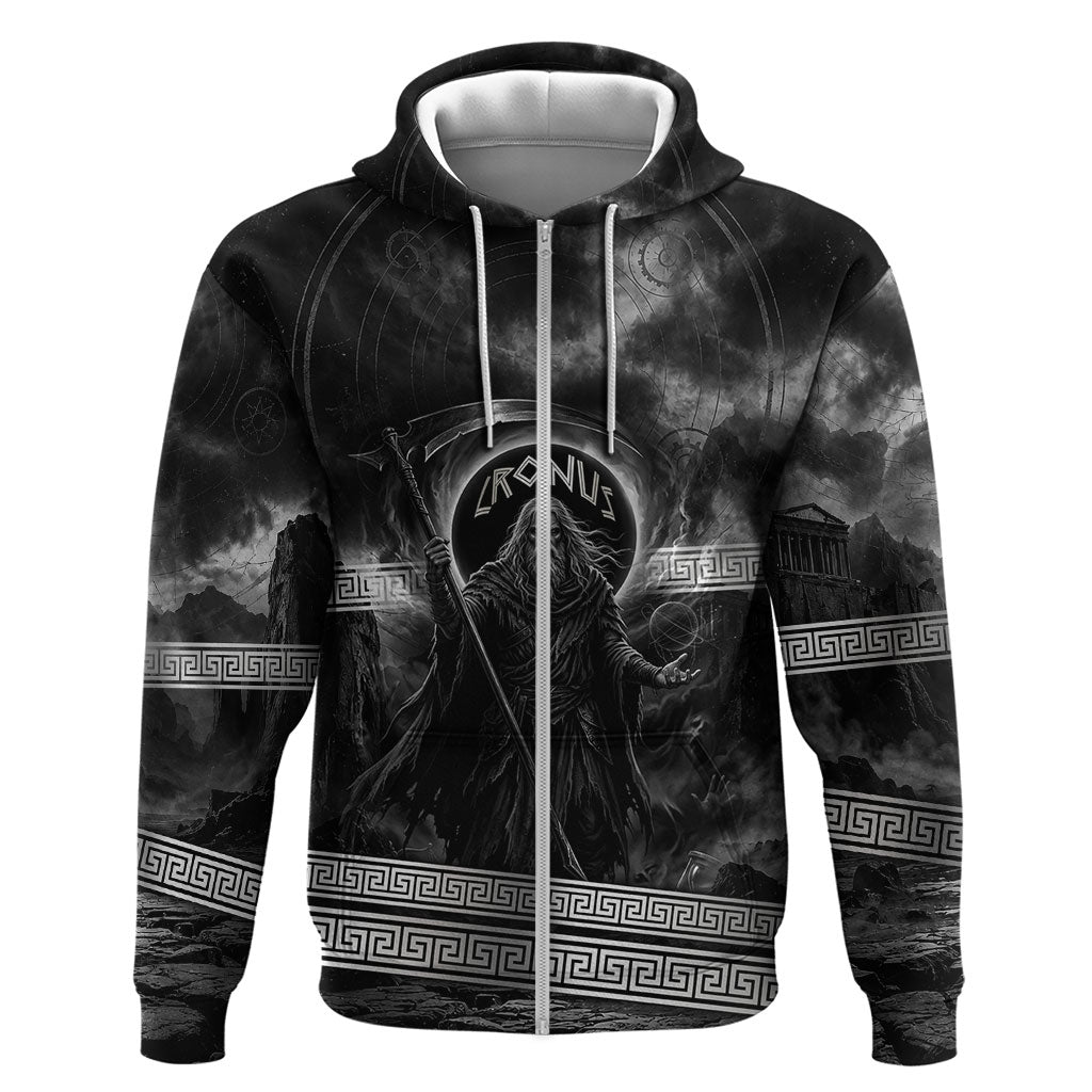 Cronus Father Of Gods Greek Zip Hoodie Titan Leader Cronus Scythe Greek Key Art