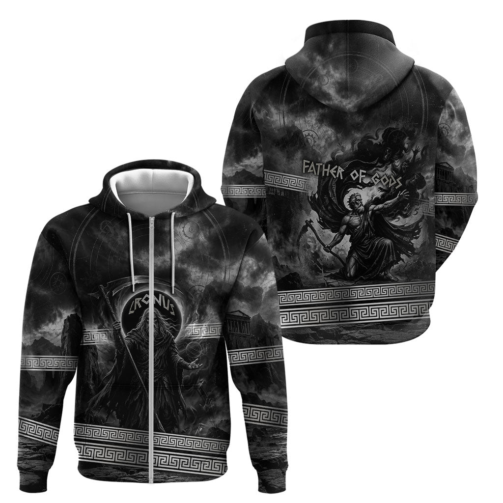 Cronus Father Of Gods Greek Zip Hoodie Titan Leader Cronus Scythe Greek Key Art