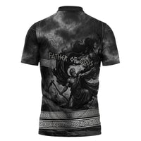 Cronus Father Of Gods Greek Zipper Polo Shirt Titan Leader Cronus Scythe Greek Key Art