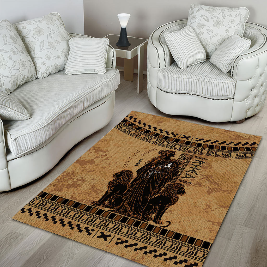 Rhea Mother Who Defied Destiny Area Rug Titaness Rhea Lions Greek Key Pottery Art