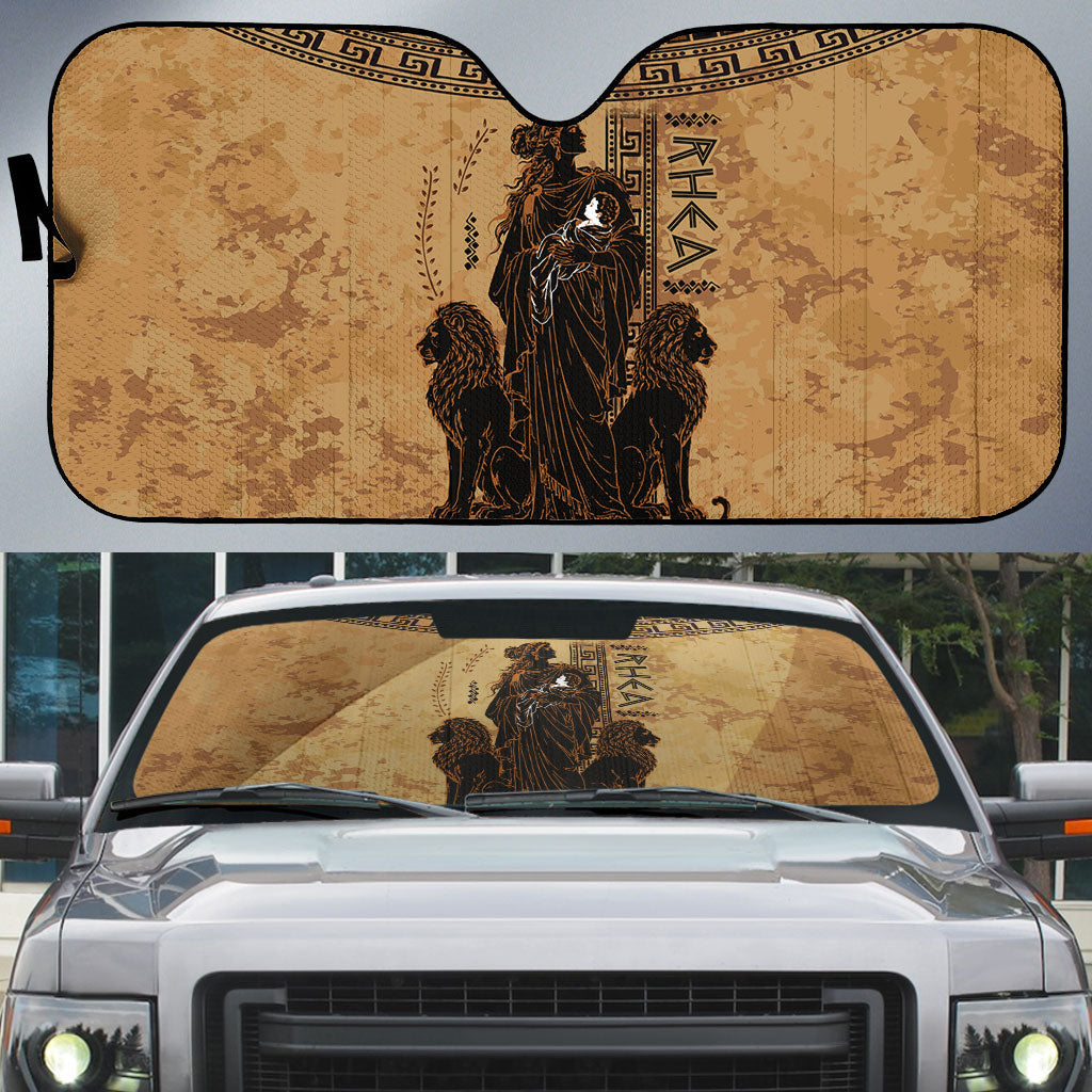 Rhea Mother Who Defied Destiny Auto Sun Shade Titaness Rhea Lions Greek Key Pottery Art