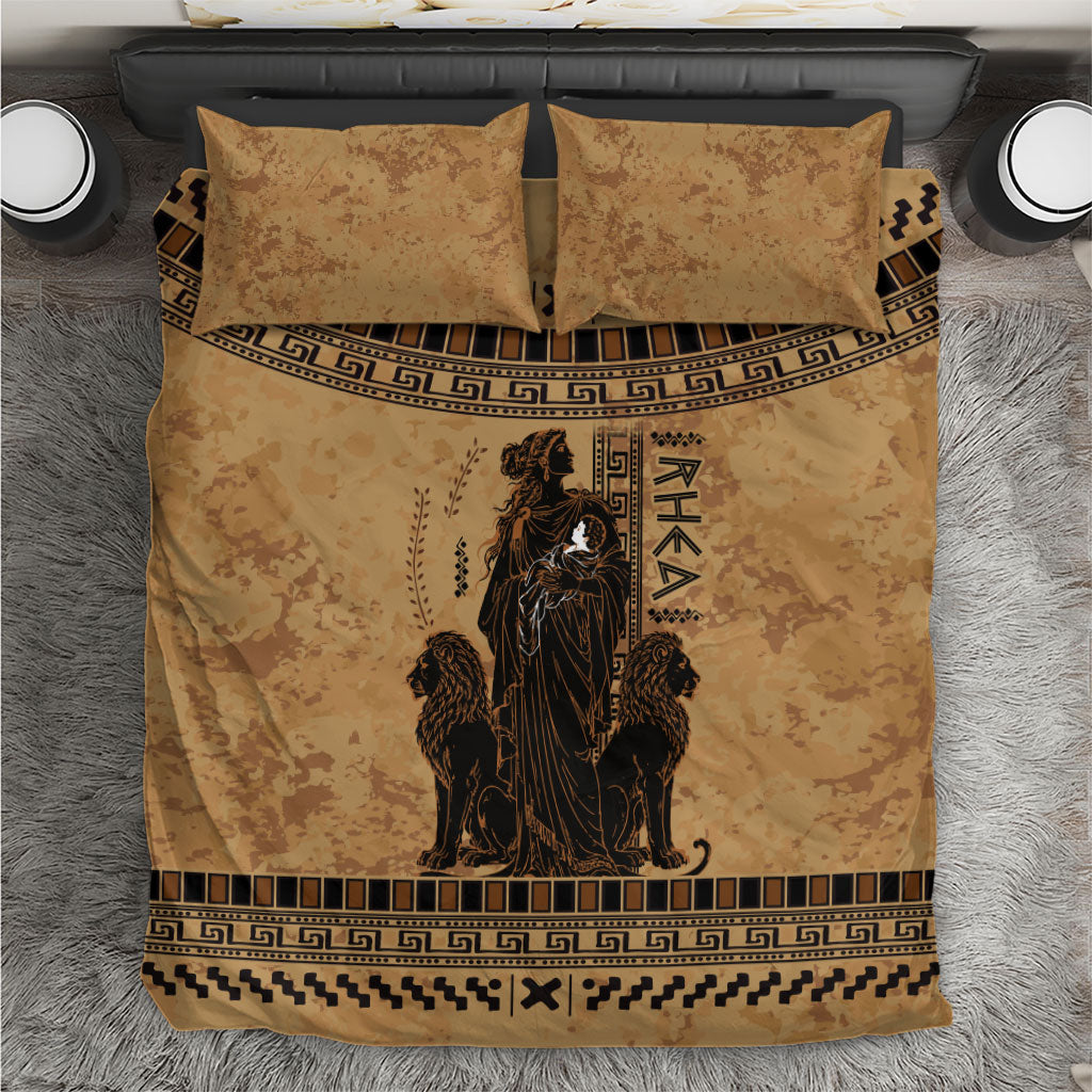 Rhea Mother Who Defied Destiny Bedding Set Titaness Rhea Lions Greek Key Pottery Art