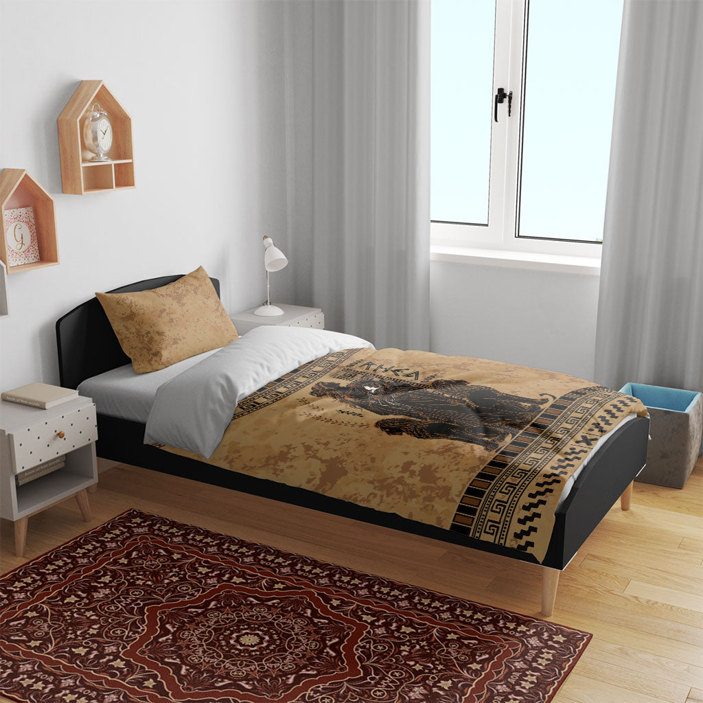 Rhea Mother Who Defied Destiny Bedding Set Titaness Rhea Lions Greek Key Pottery Art