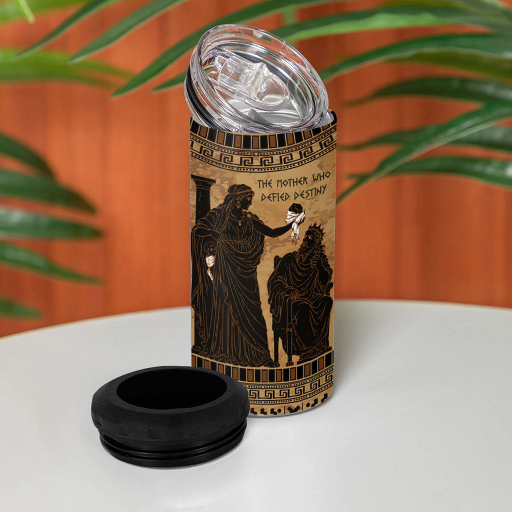 Rhea Mother Who Defied Destiny 4 in 1 Can Cooler Tumbler Titaness Rhea Lions Greek Key Pottery Art
