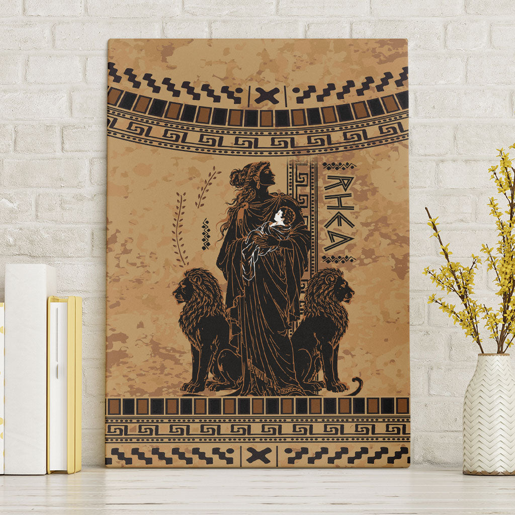 Rhea Mother Who Defied Destiny Canvas Wall Art Titaness Rhea Lions Greek Key Pottery Art