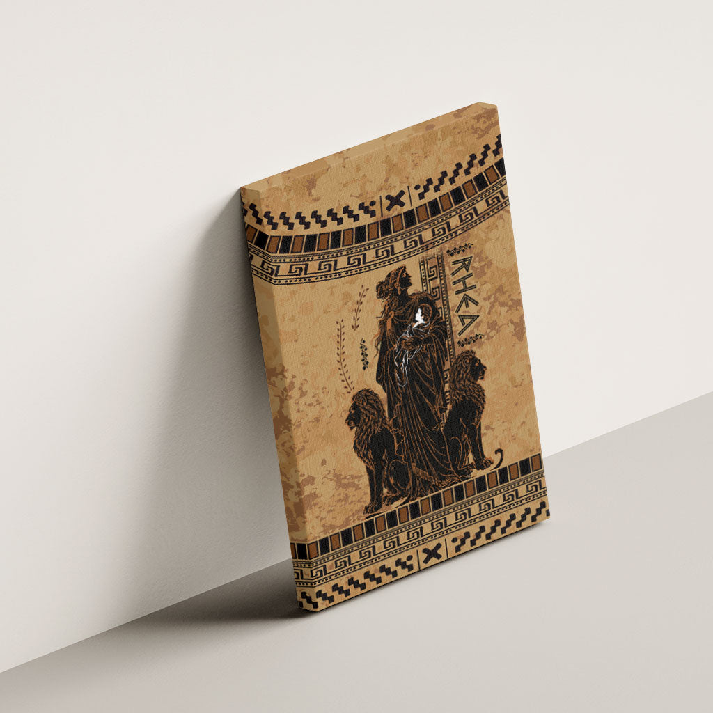 Rhea Mother Who Defied Destiny Canvas Wall Art Titaness Rhea Lions Greek Key Pottery Art