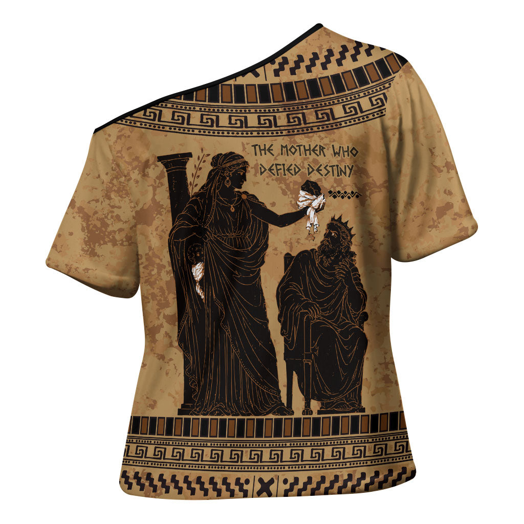 Rhea Mother Who Defied Destiny Cross Shoulder Shirt Titaness Rhea Lions Greek Key Pottery Art